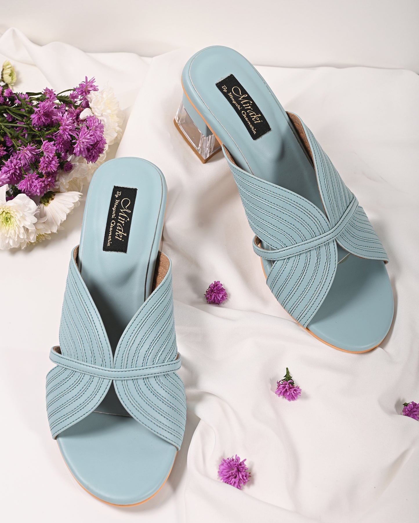 Powder Blue Strappy Slip-On Heel