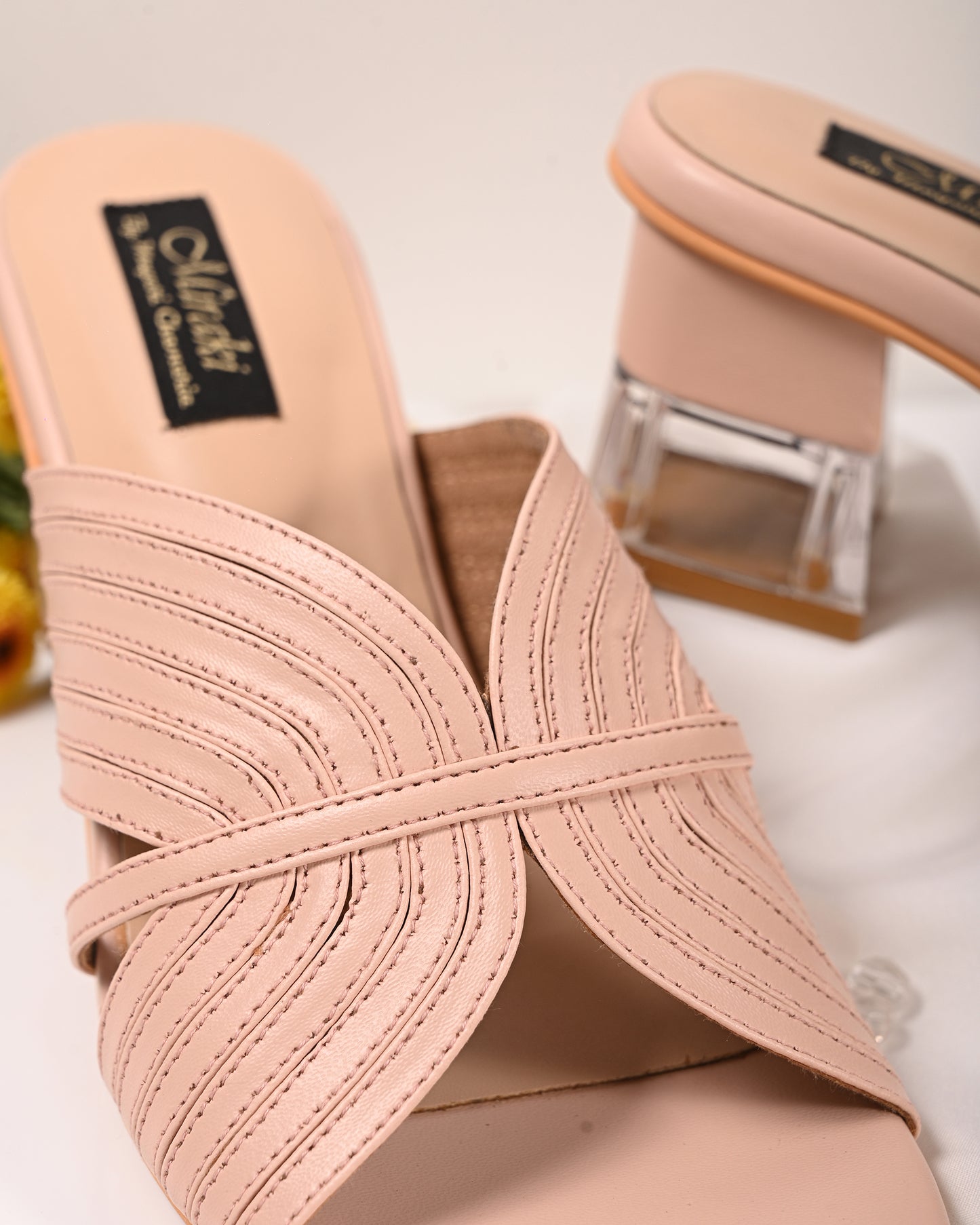 Blush Pink Strappy Slip-On Heel