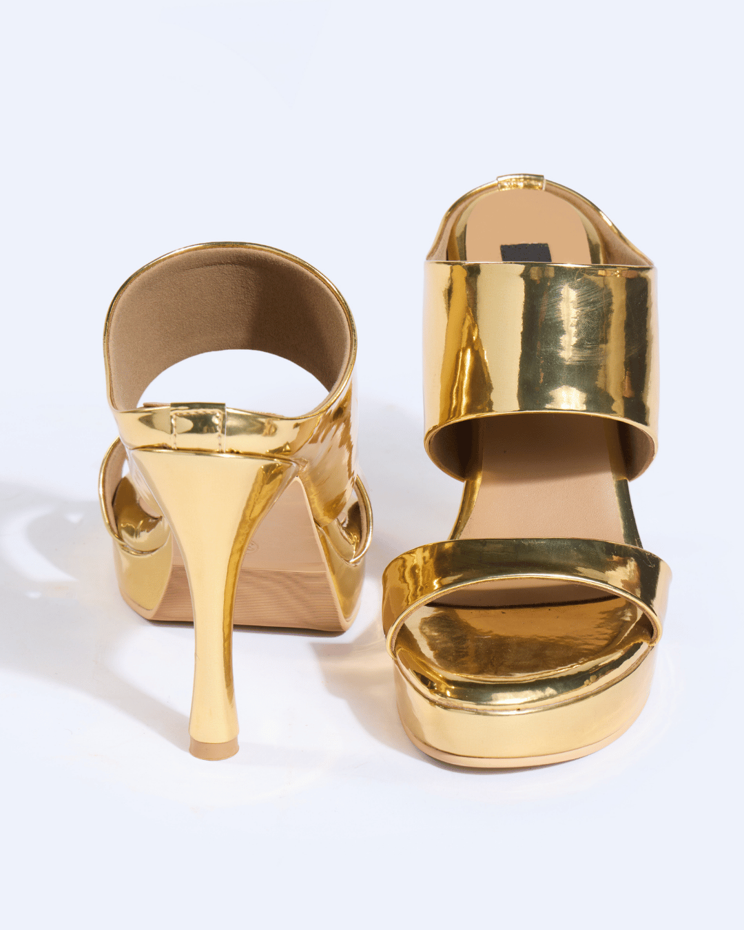 Gold Metallic Scultped Slip-On Heels