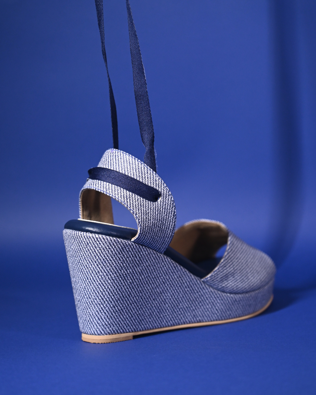 Blue Tie Up Wedges