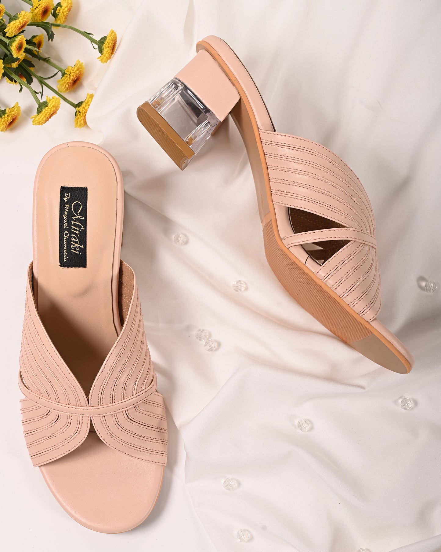 Blush Pink Strappy Slip-On Heel