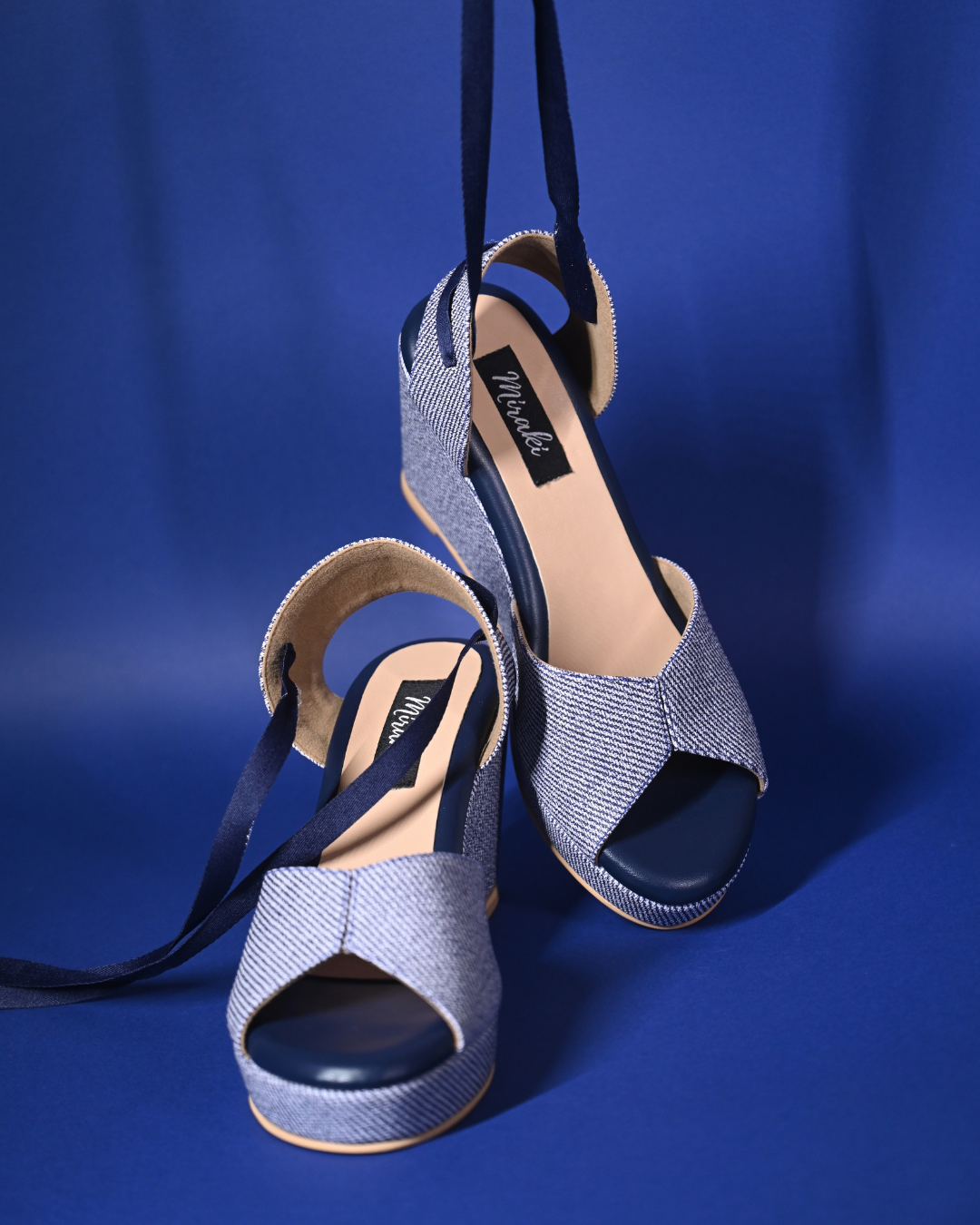 Blue Tie Up Wedges