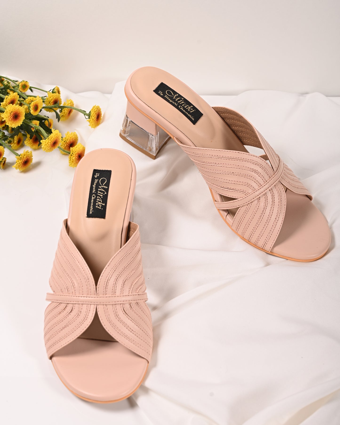 Blush Pink Strappy Slip-On Heel