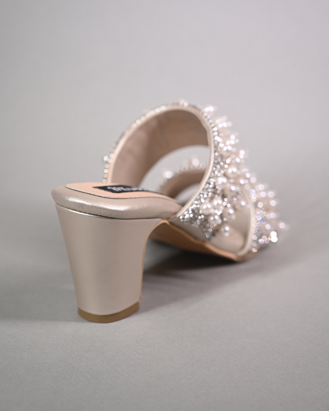 Pearl And Diamonds Embellished Block Heels