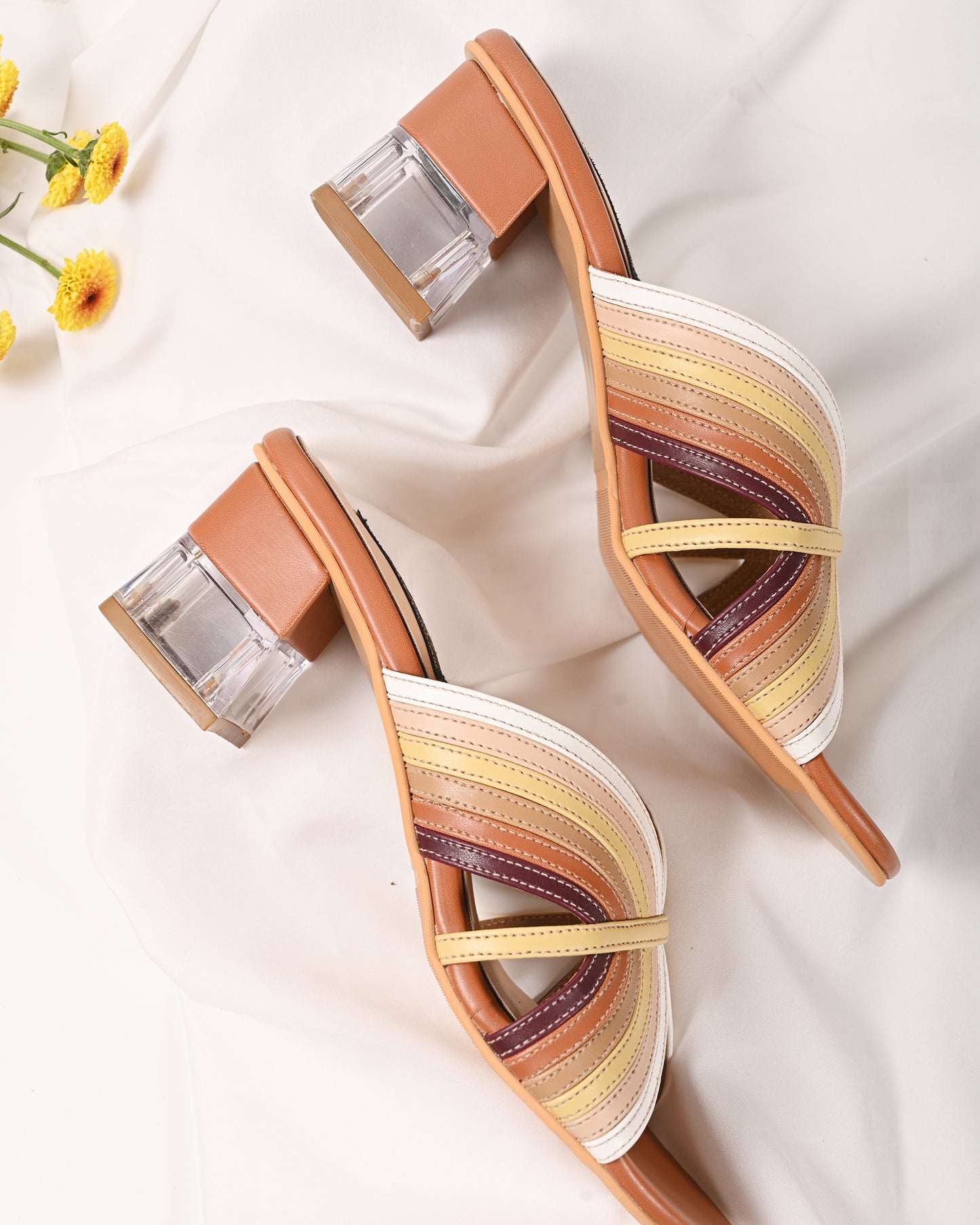 Multicolour Strappy Slip-On Heel