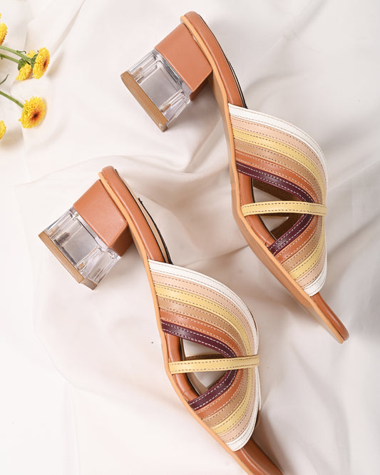 Multicolour Strappy Slip-On Heel