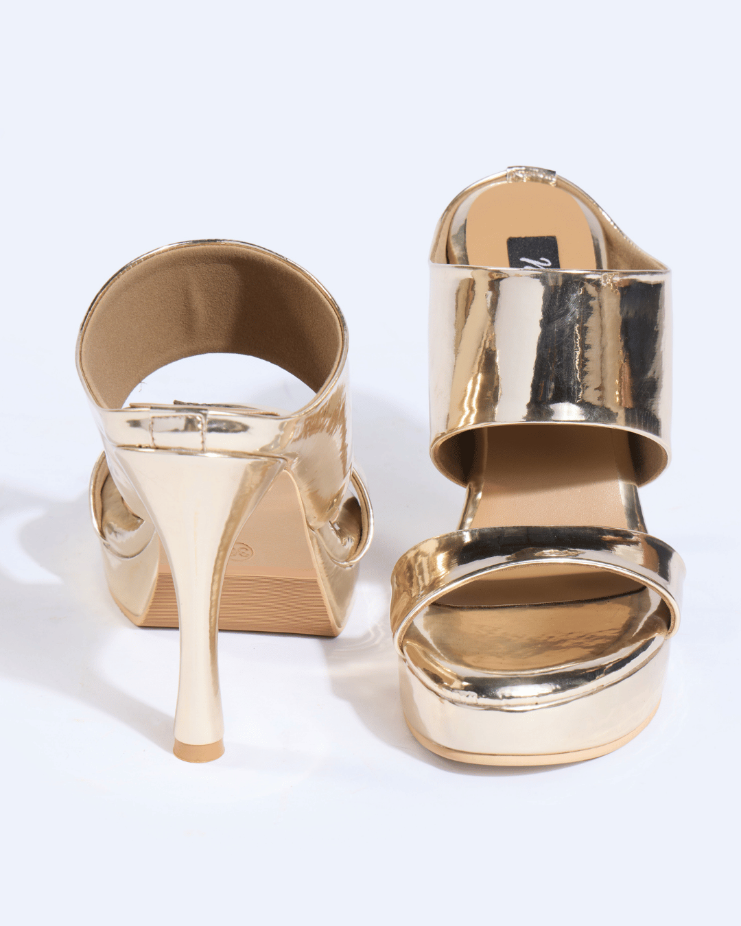 Light Gold Metallic Scultped Slip-On Heels