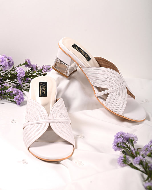 White Strappy Slip-On Heel