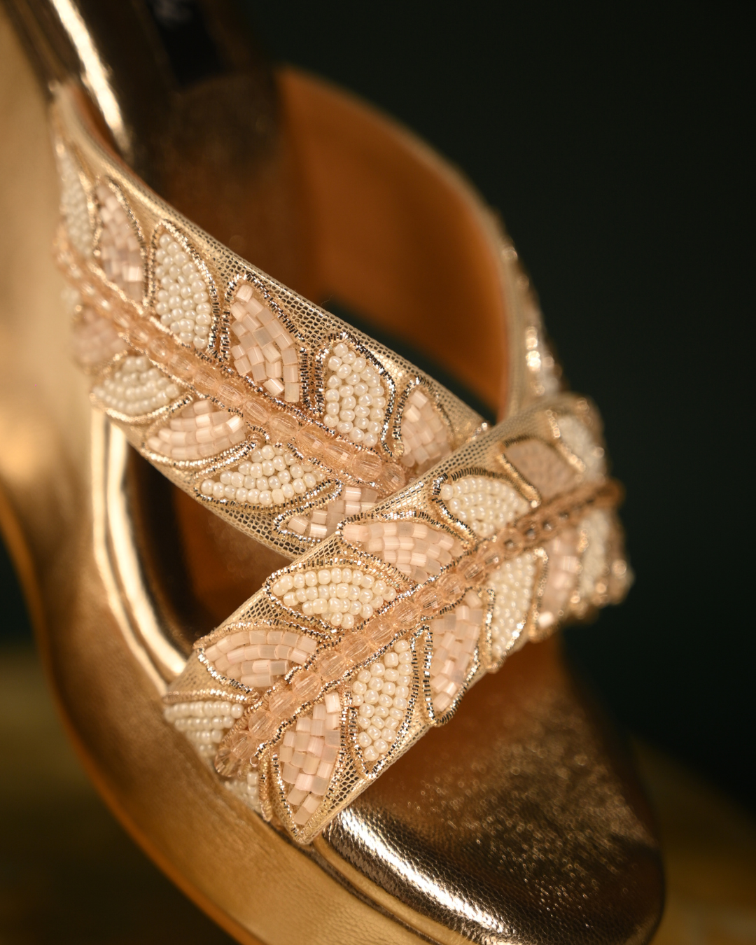 Gold Leaf Motif Handwork Wedges