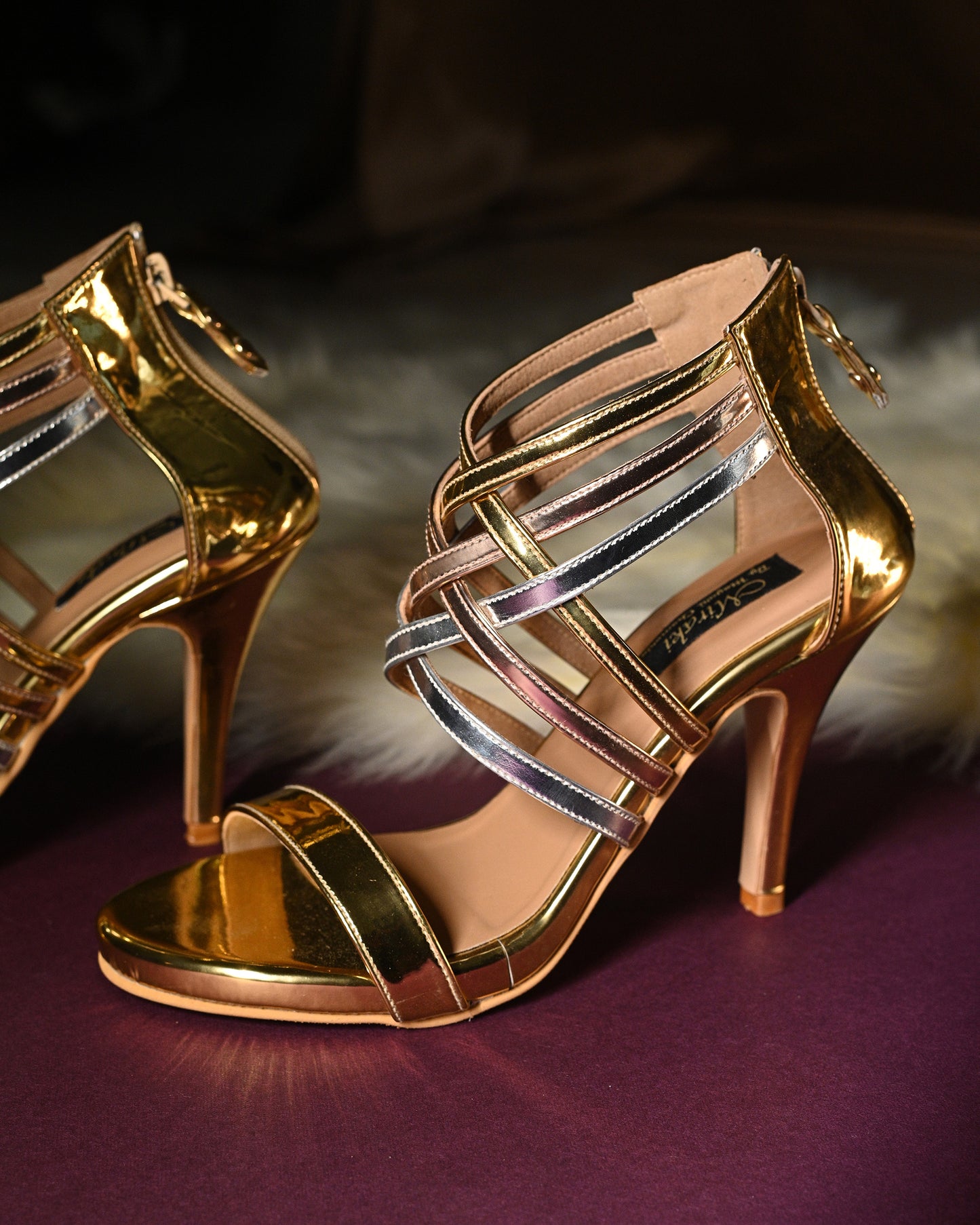 Criss Cross Metallic Heels