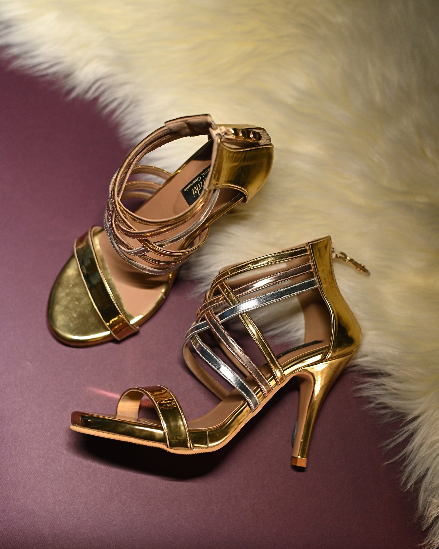 Criss Cross Metallic Heels