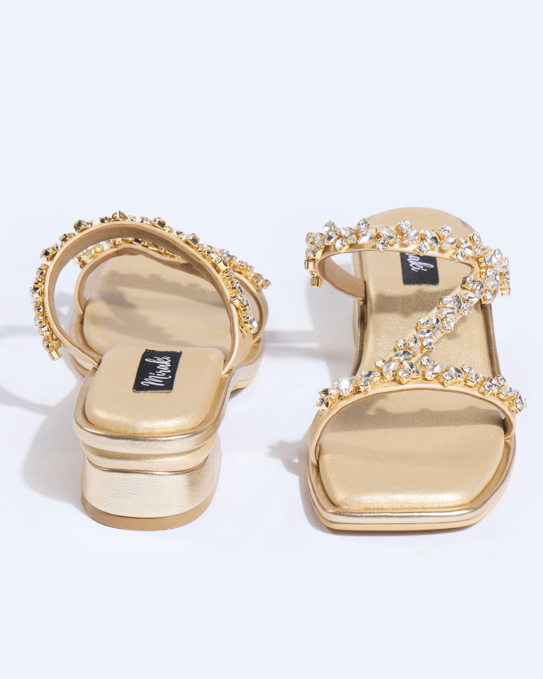 Champagne Crystal Strappy Flats