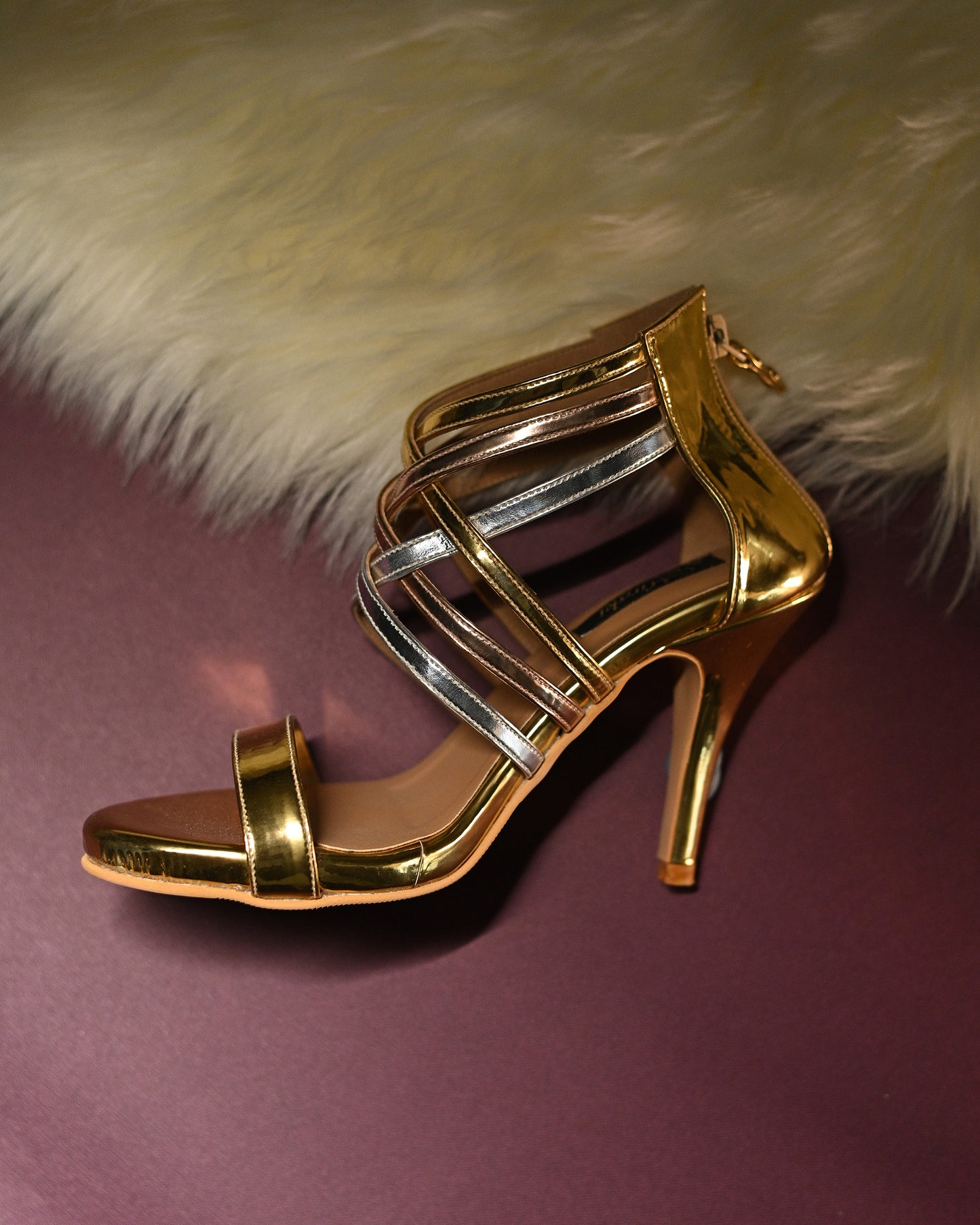 Criss Cross Metallic Heels