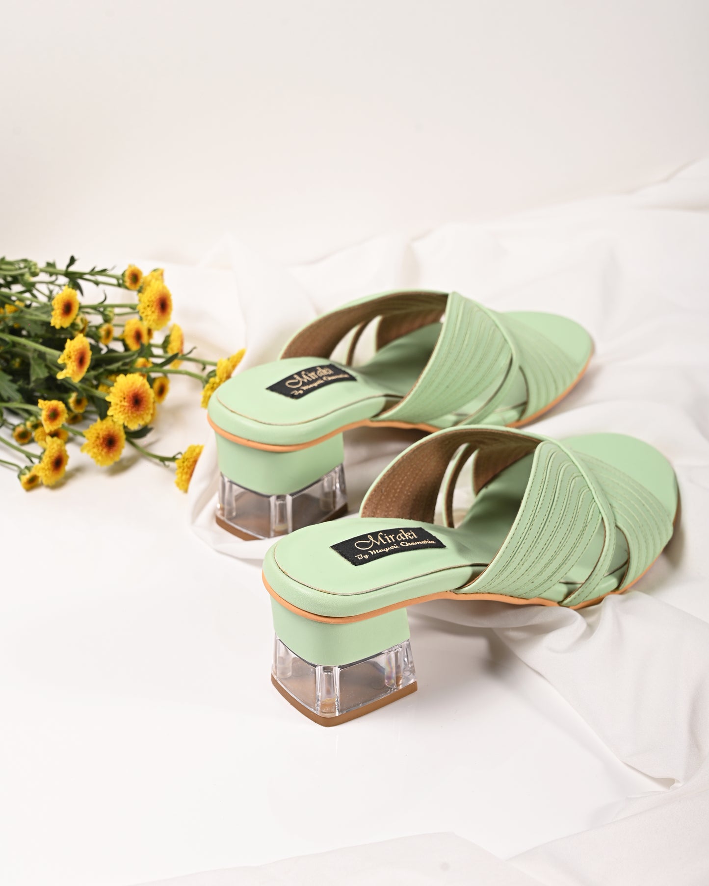 Pastel Green Strappy Slip-On Heel