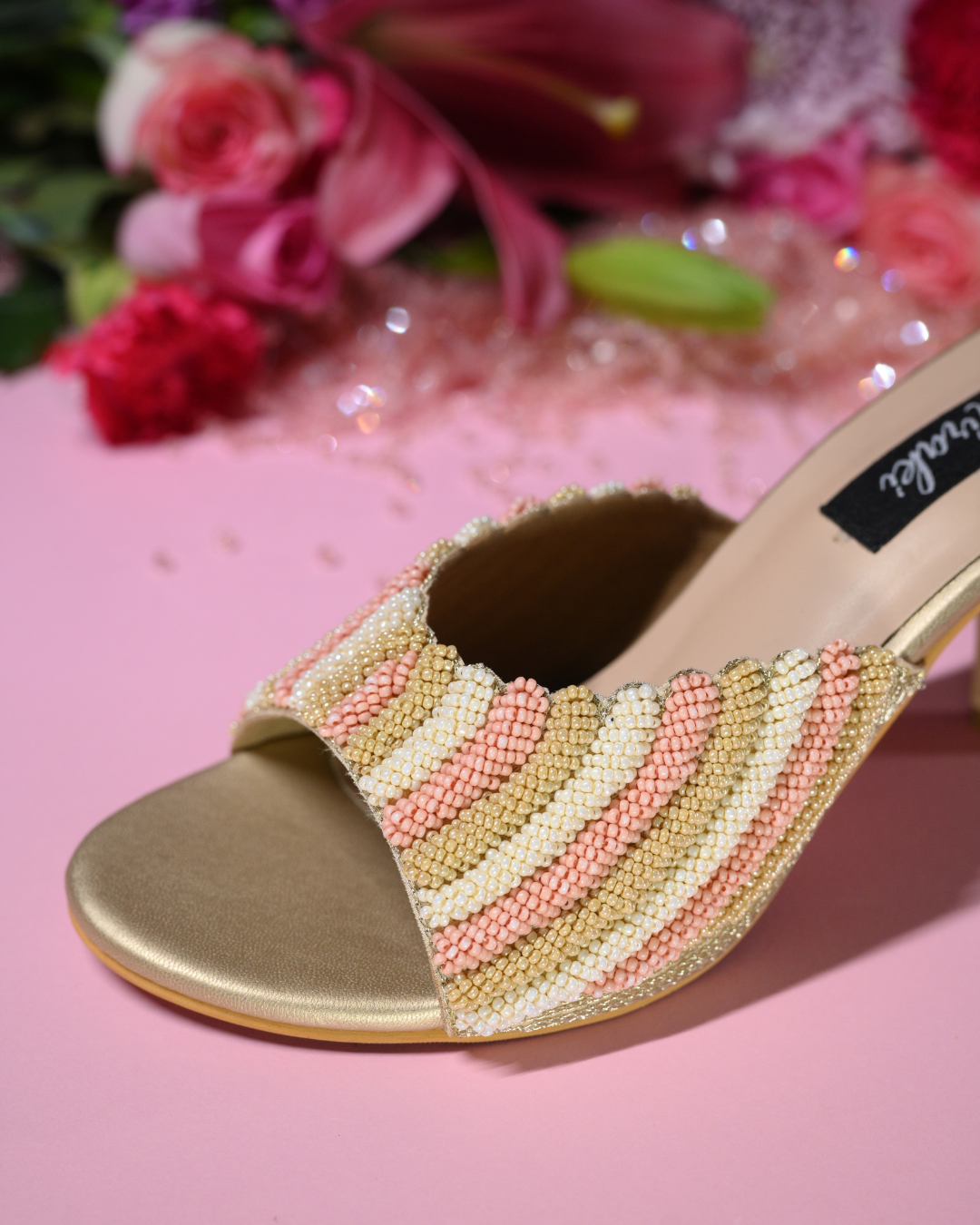 Pearl Work Kitten Heel