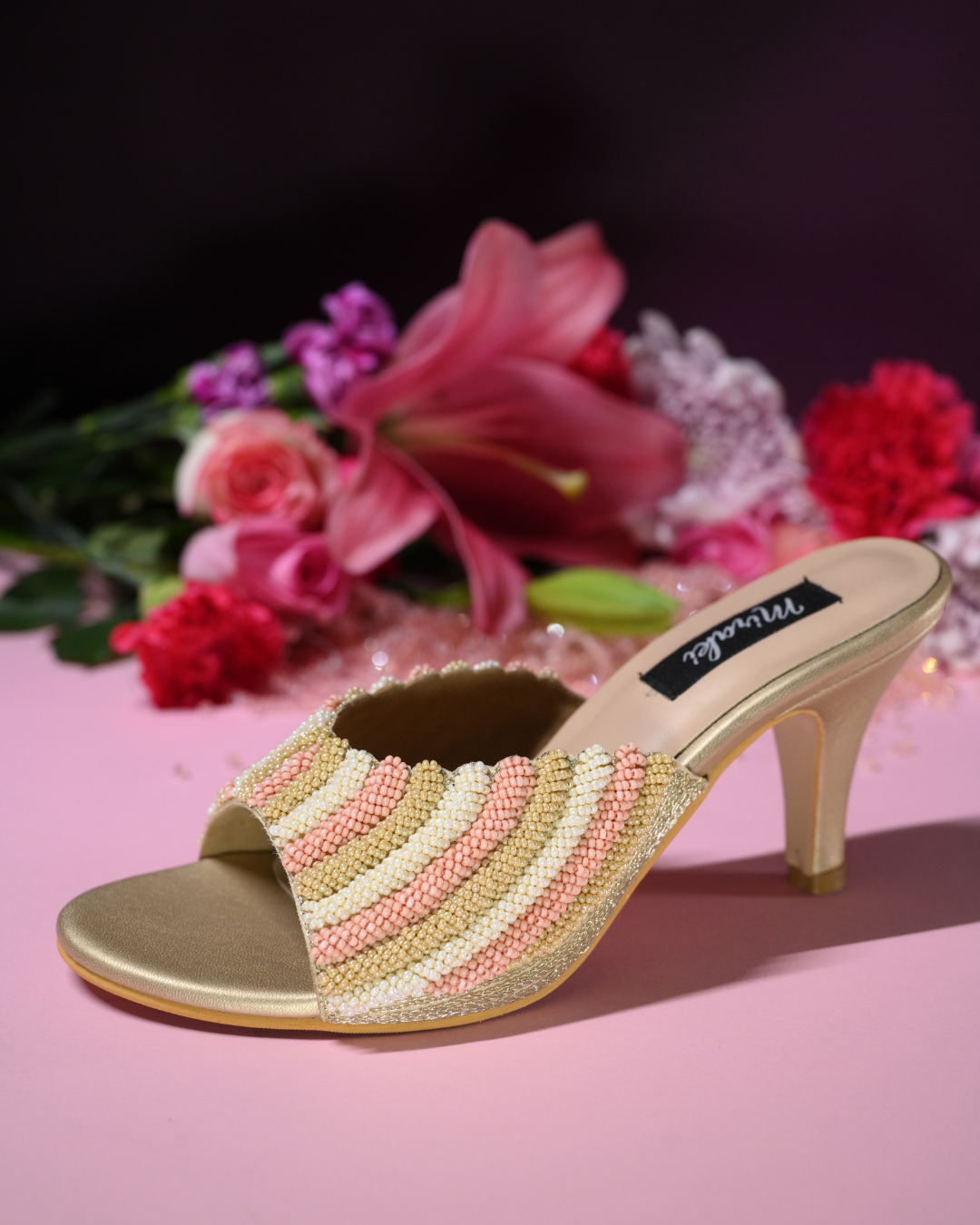 Pearl Work Kitten Heel