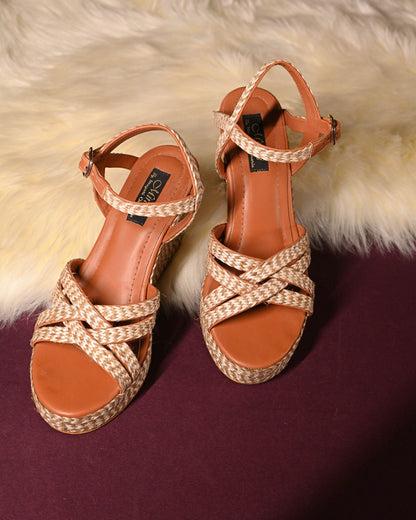 Jute Strappy Wedges With Ankle Support