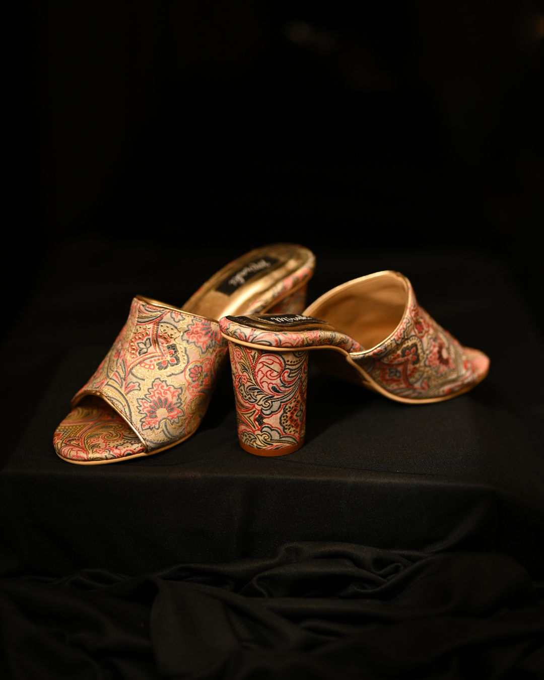 Colourful Brocade Ethnic Mules With Round Heel