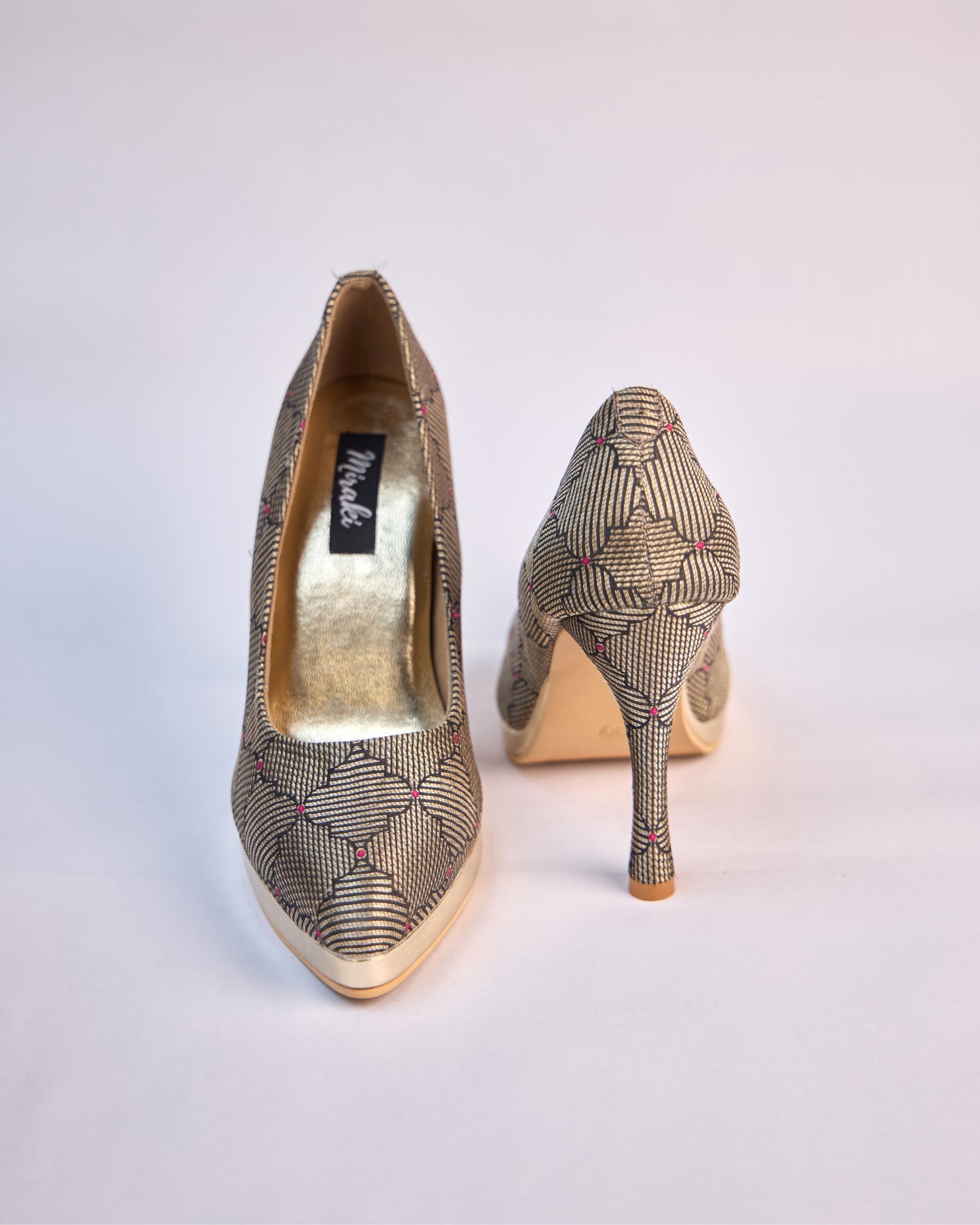 Brocade Black And Gold Pumps