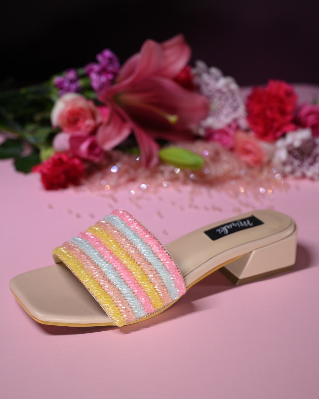 Multi-Colour Bead Work Slip-Ons