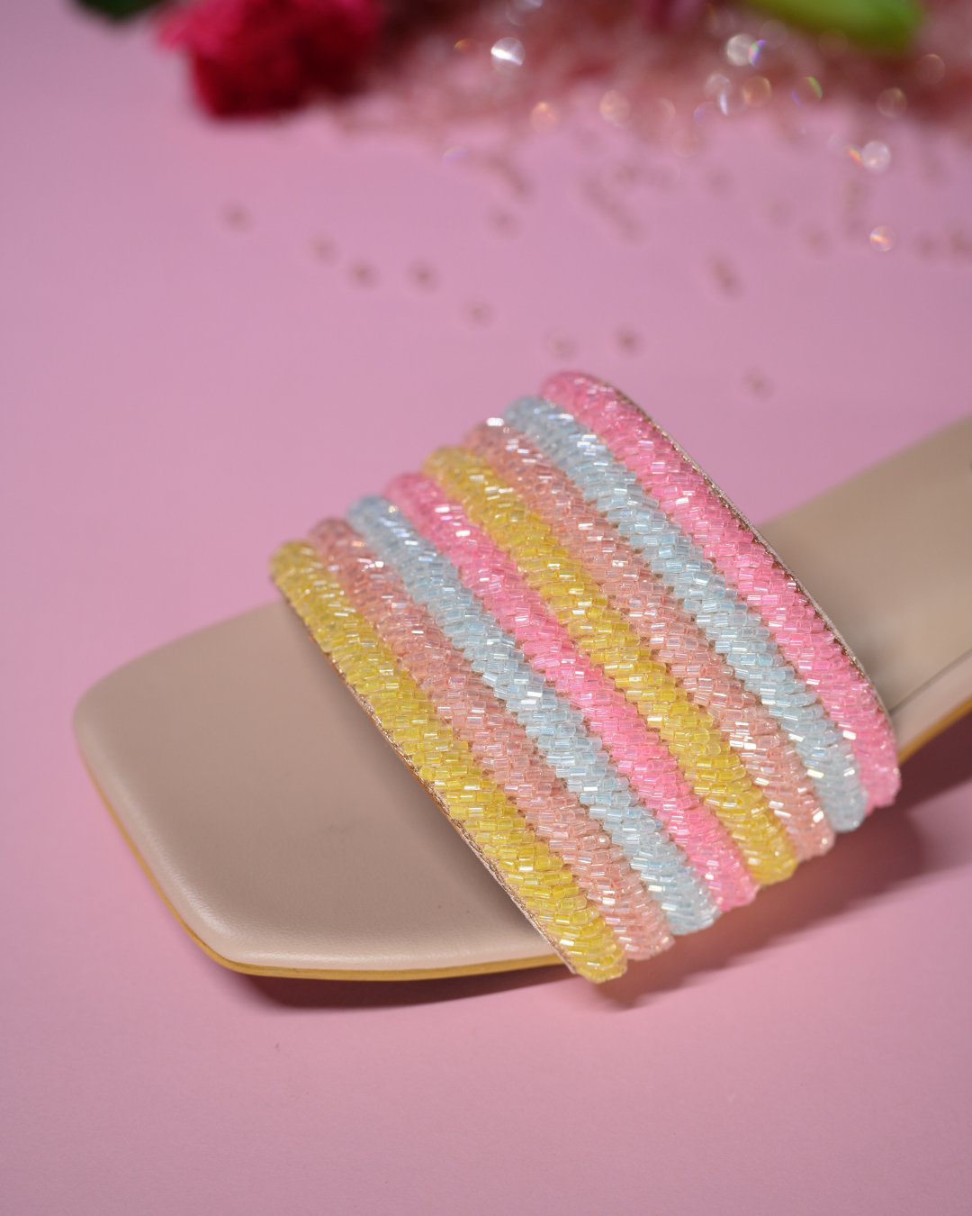 Multi-Colour Bead Work Slip-Ons