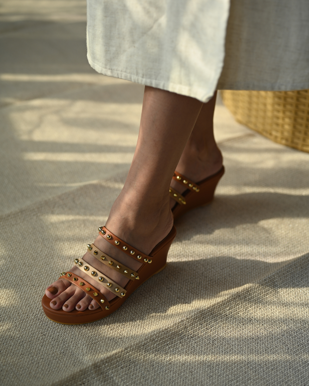 Strappy Studded Wedges