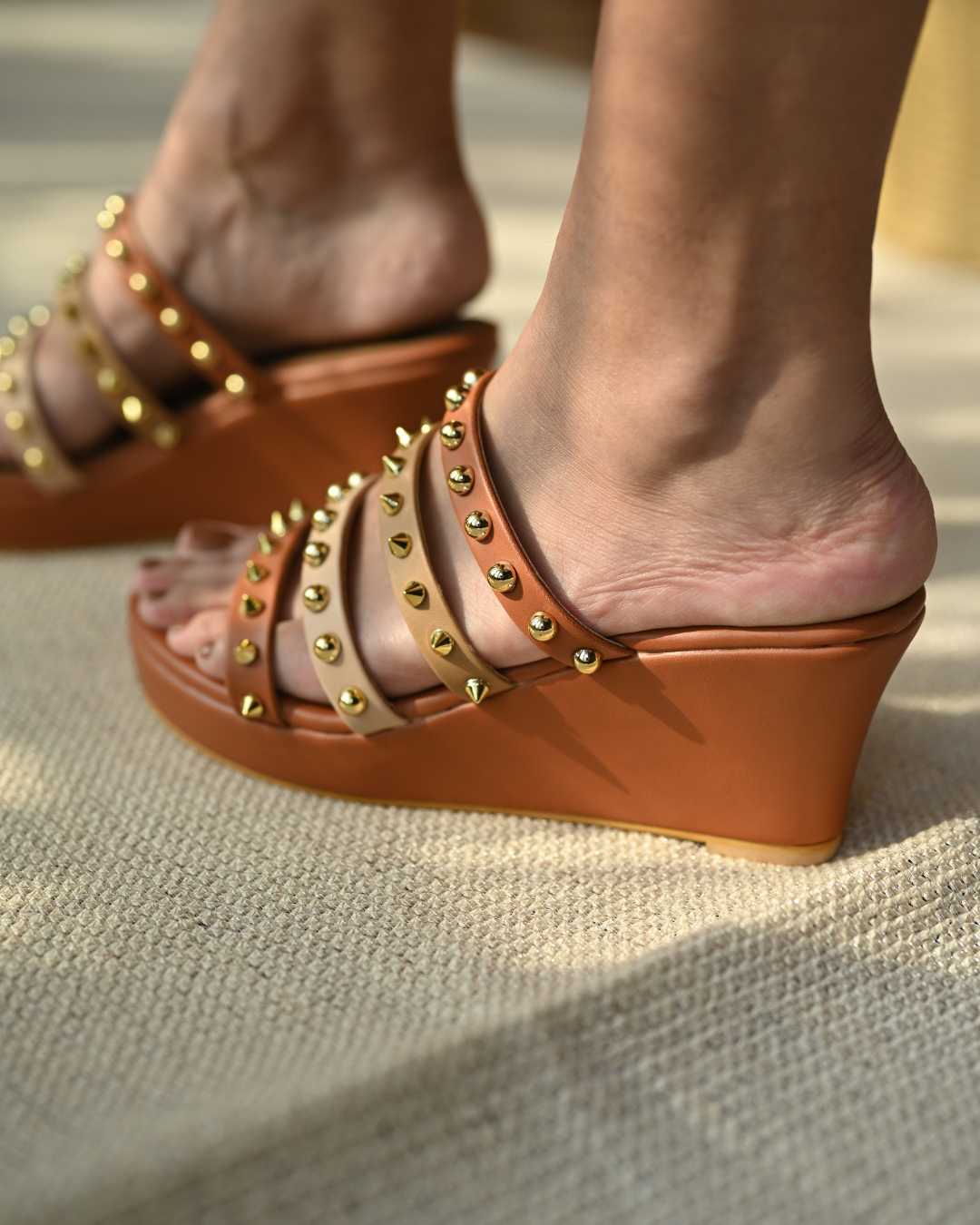 Strappy Studded Wedges