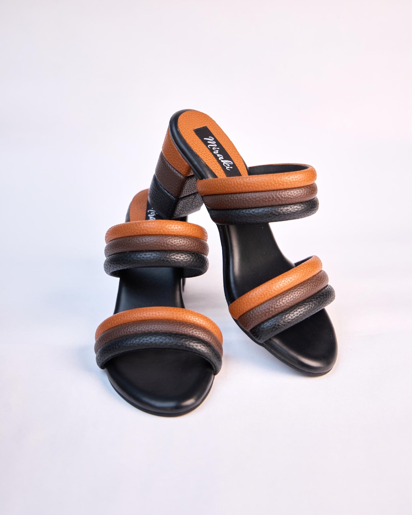 Black & Tan Padded Strap Heels