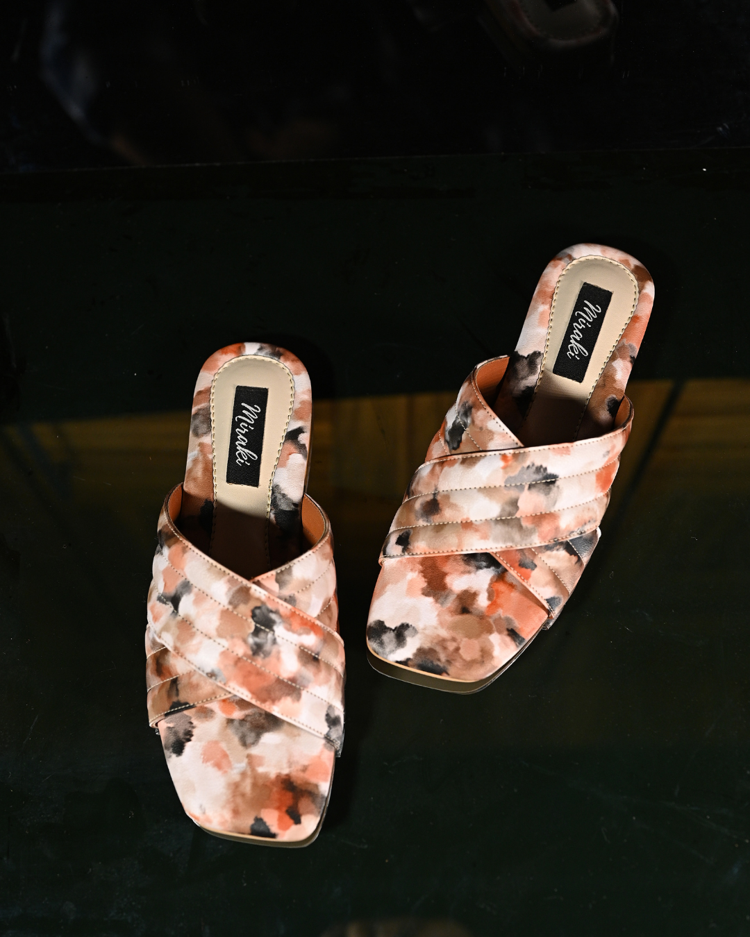 Printed Slip On Quilted Cross Strap Flats
