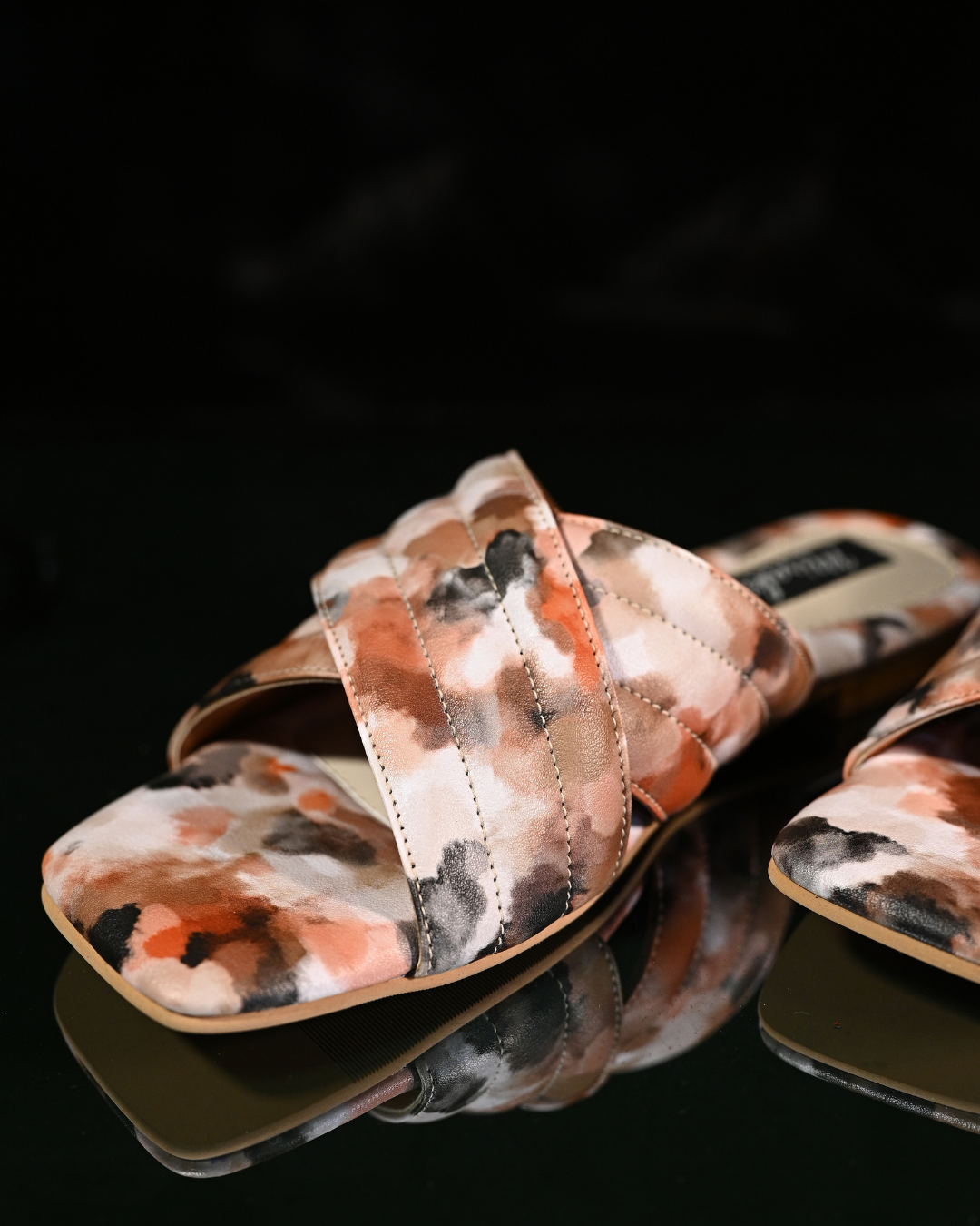 Printed Slip On Quilted Cross Strap Flats