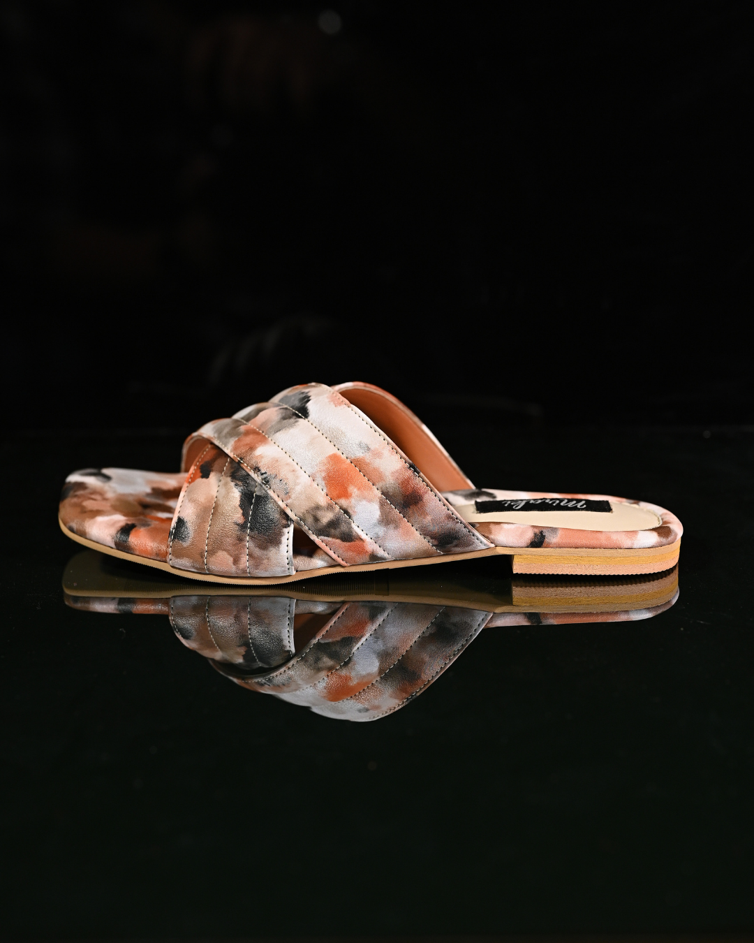Printed Slip On Quilted Cross Strap Flats