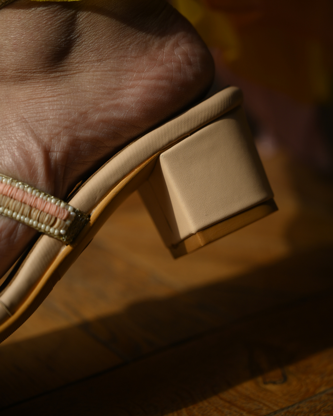 Gladiator Style Beadwork Block Heel
