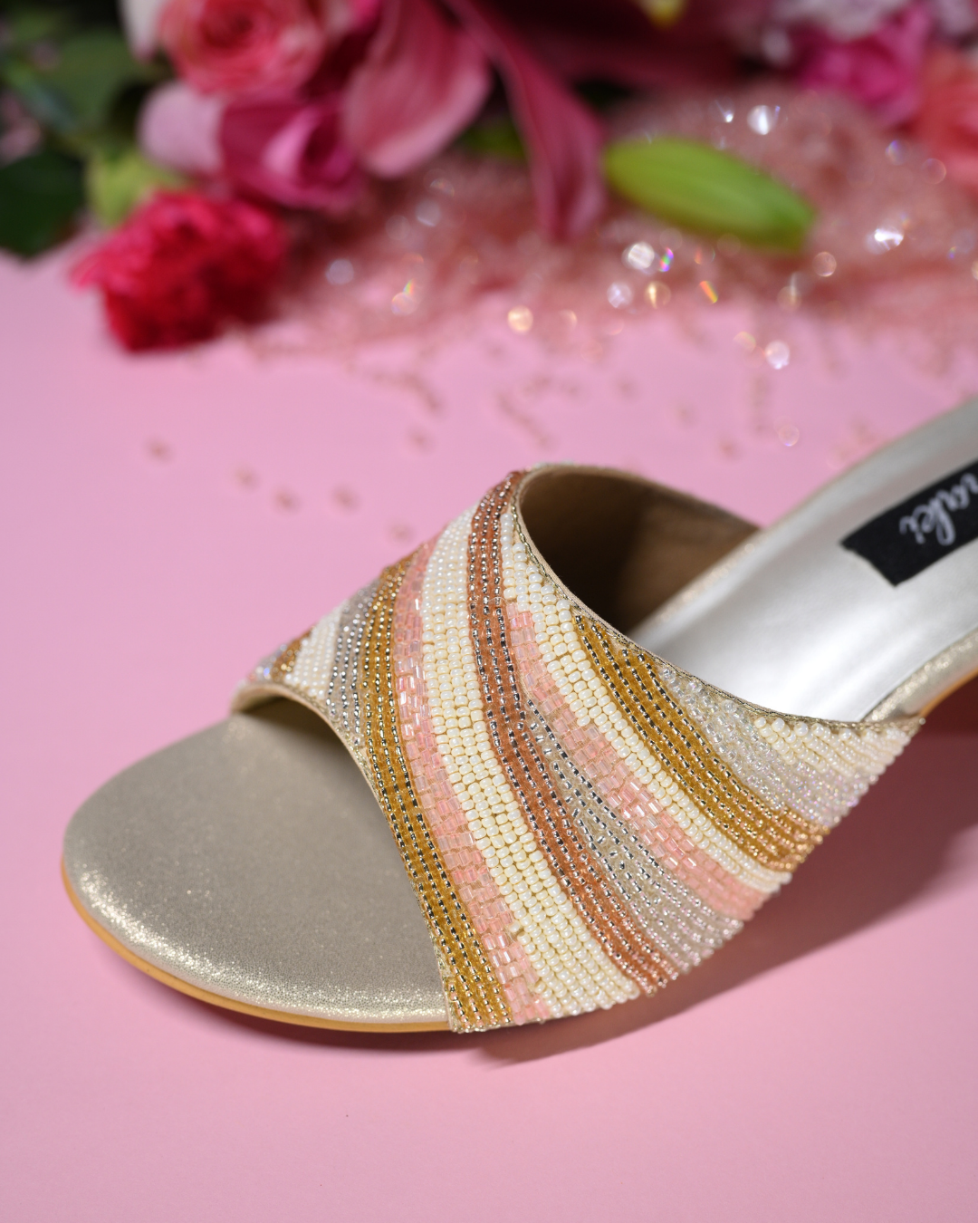 Bead Work Block Heel