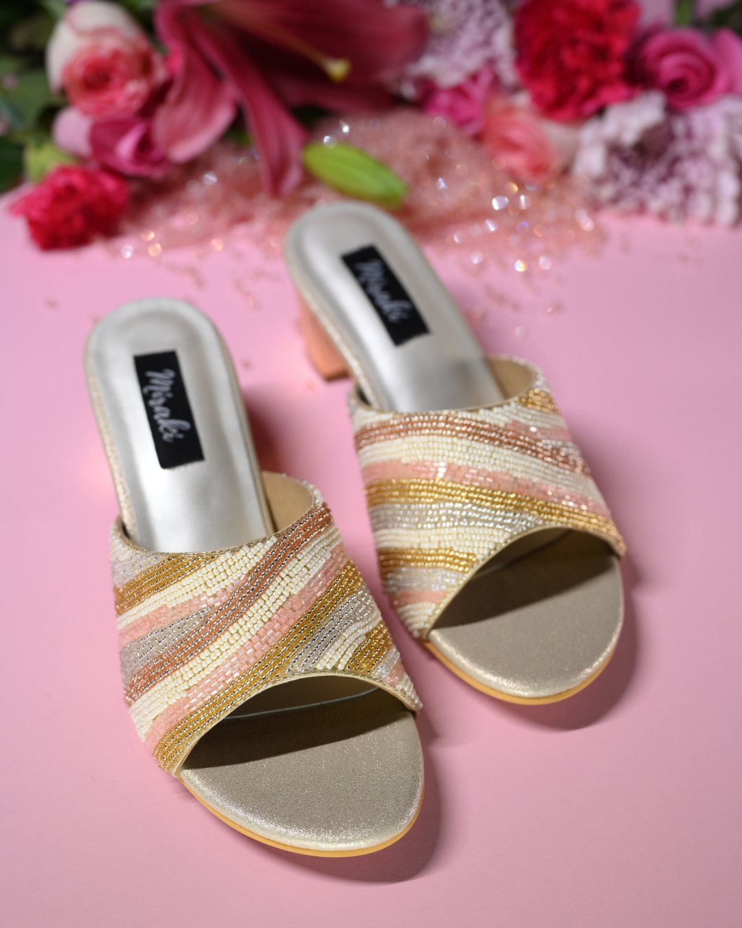 Bead Work Block Heel