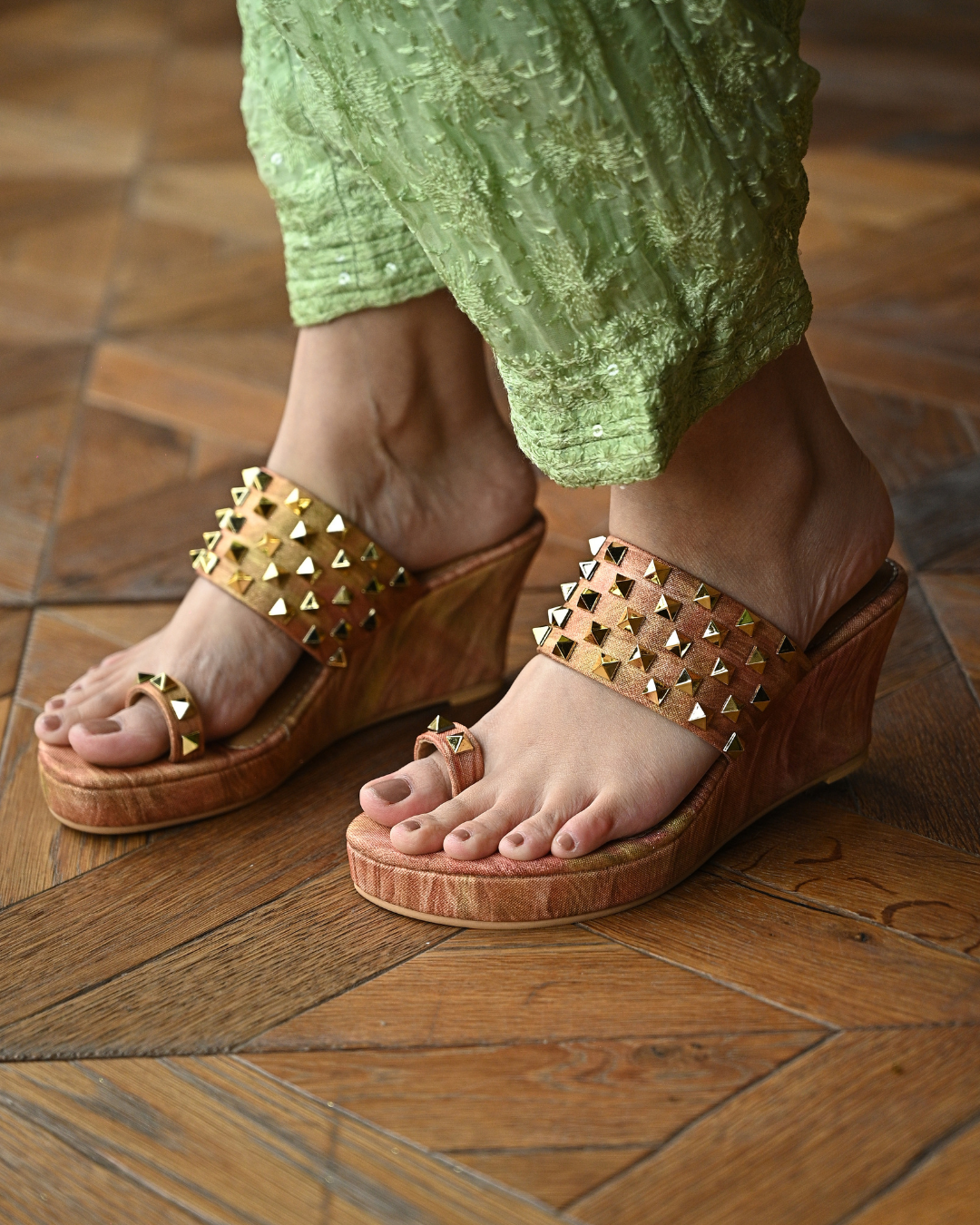 Wedges With Gold Studs