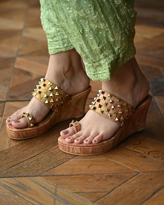 Wedges With Gold Studs
