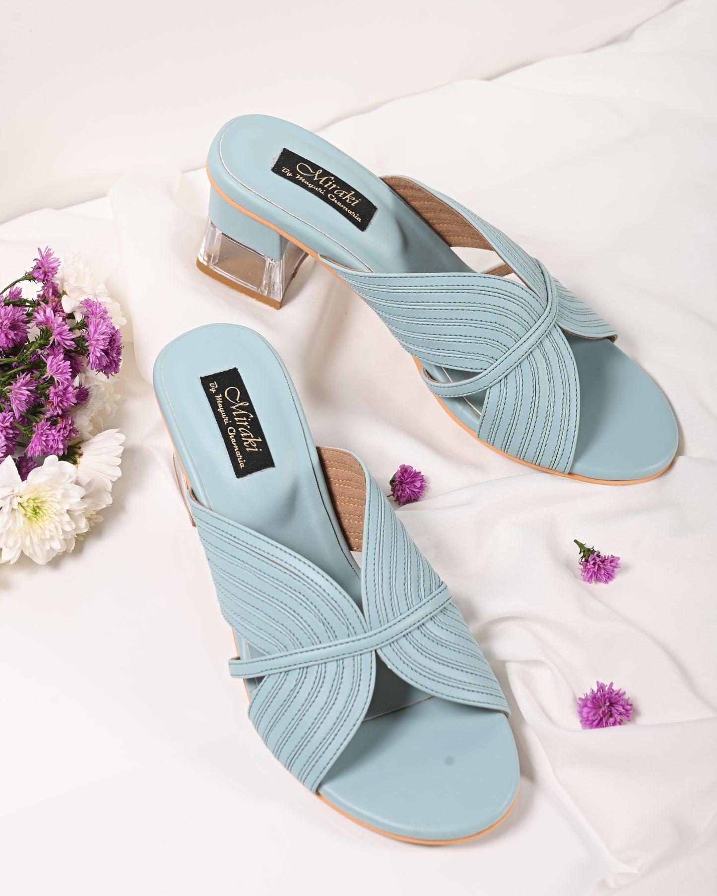 Powder Blue Strappy Slip-On Heel