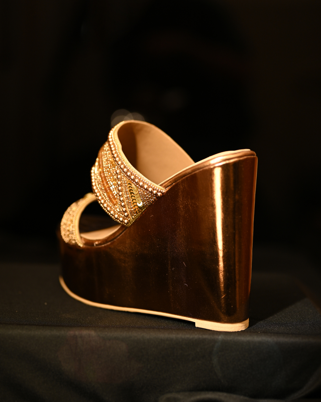Bronze Dual Strap Handwork Wedges