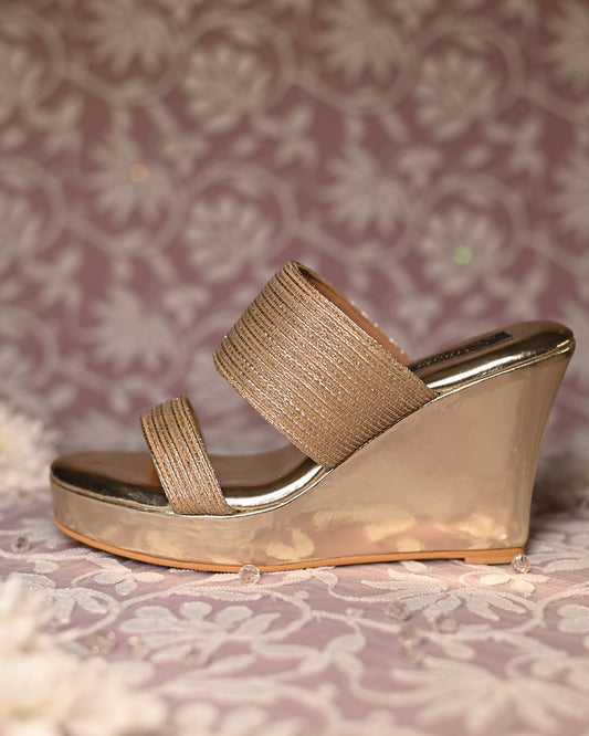 Gold Handwork Dual Strap Wedges