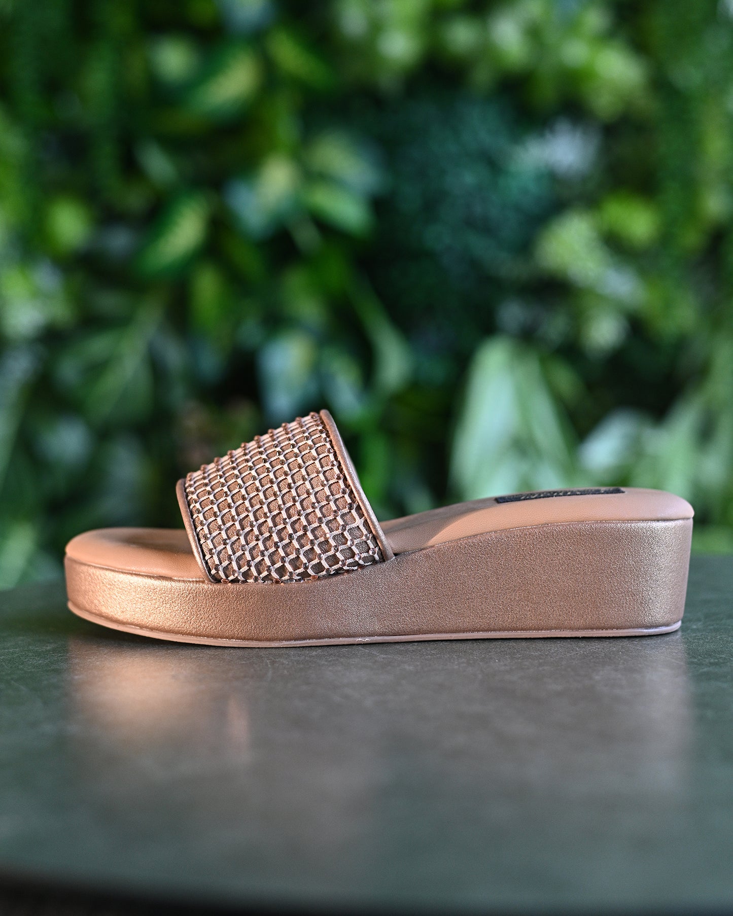 Antique Slip On Platform Flats with Crystal Detailing