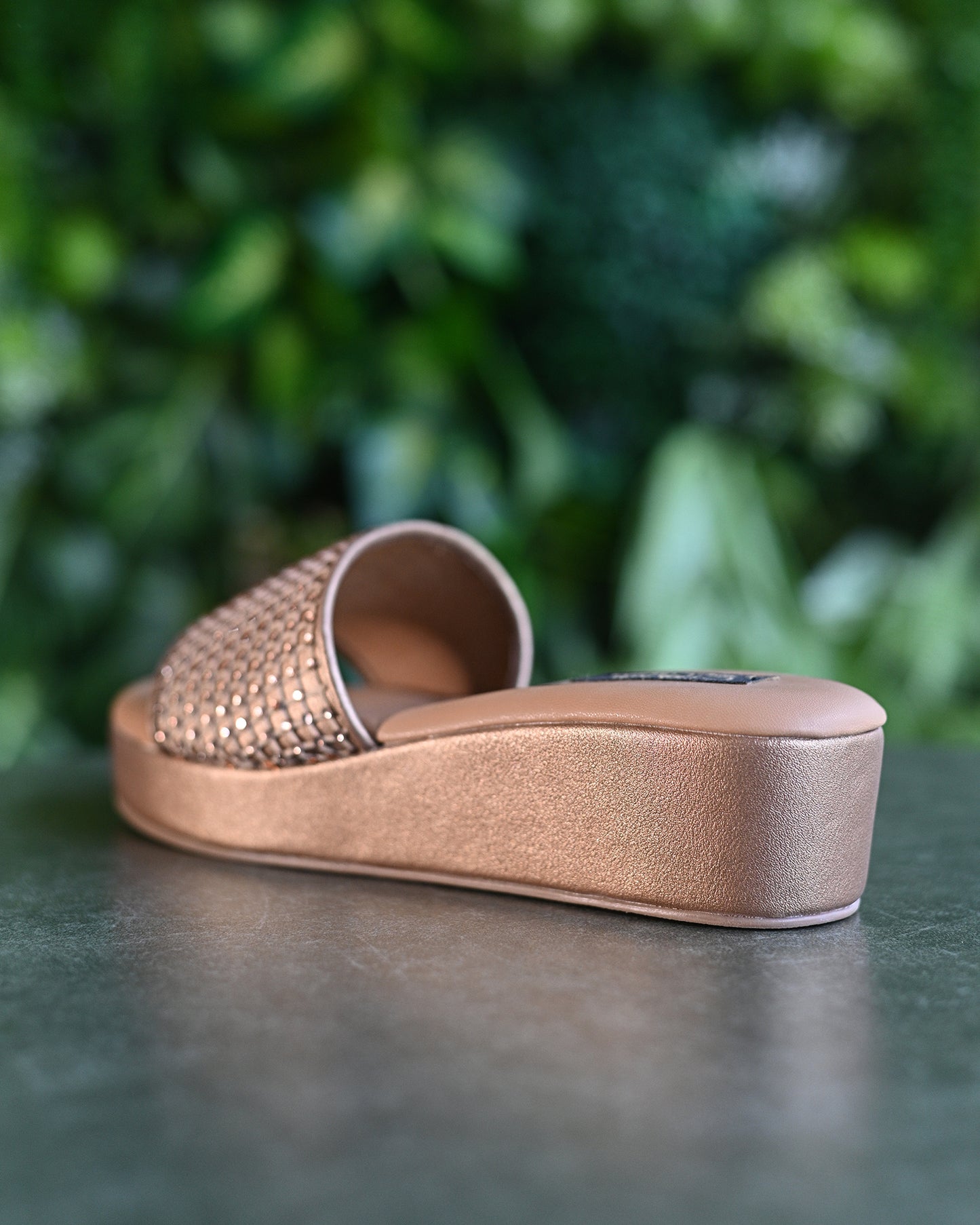 Antique Slip On Platform Flats with Crystal Detailing