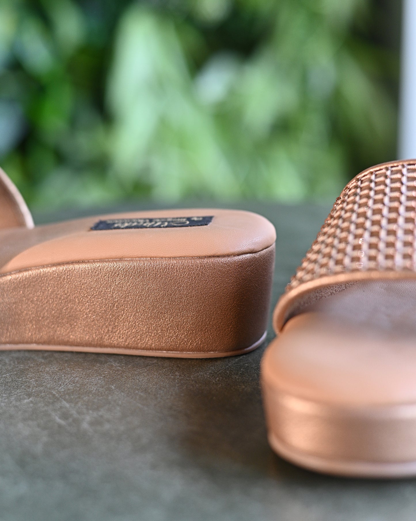 Antique Slip On Platform Flats with Crystal Detailing