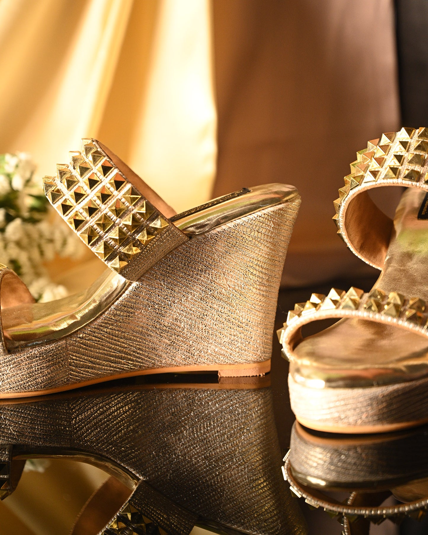 Gold Studded Wedges