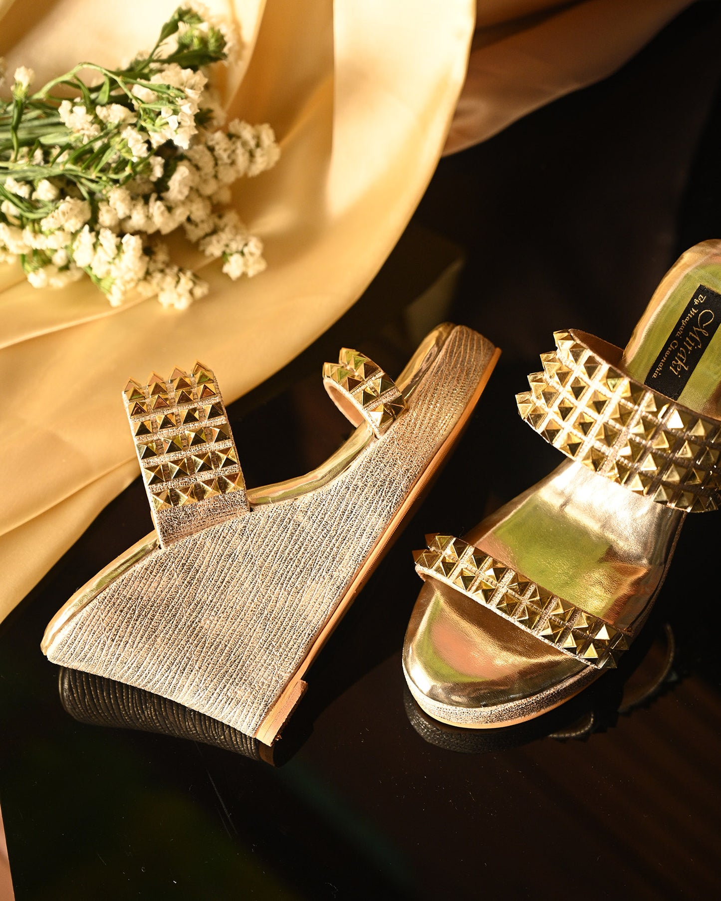Gold Studded Wedges
