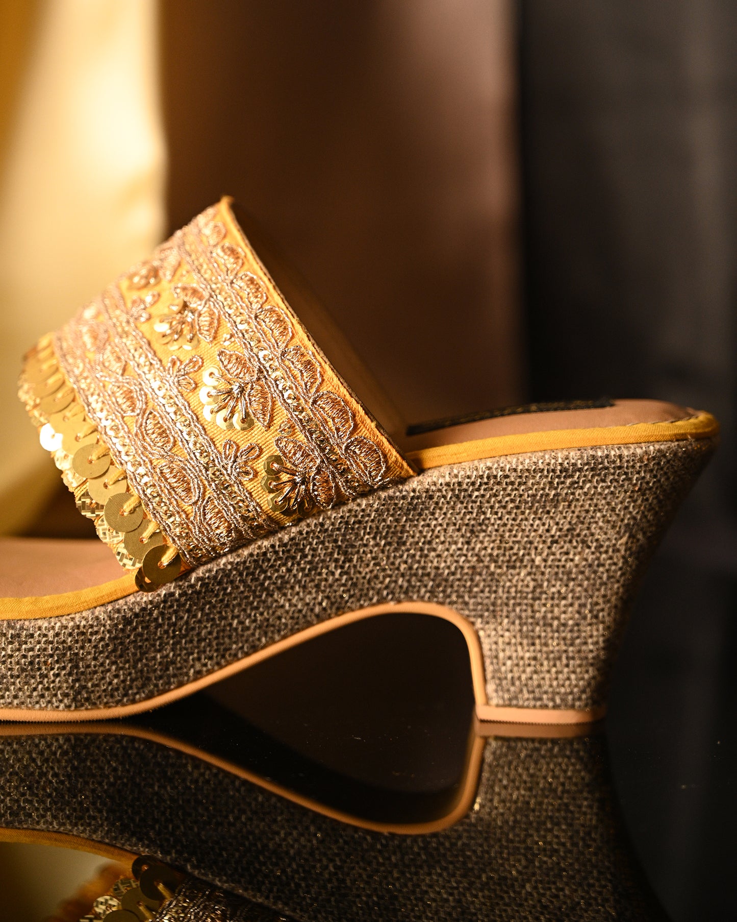 Yellow Dangling Handwork Wedges