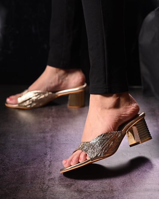 Textured Gold Slip-On Heel