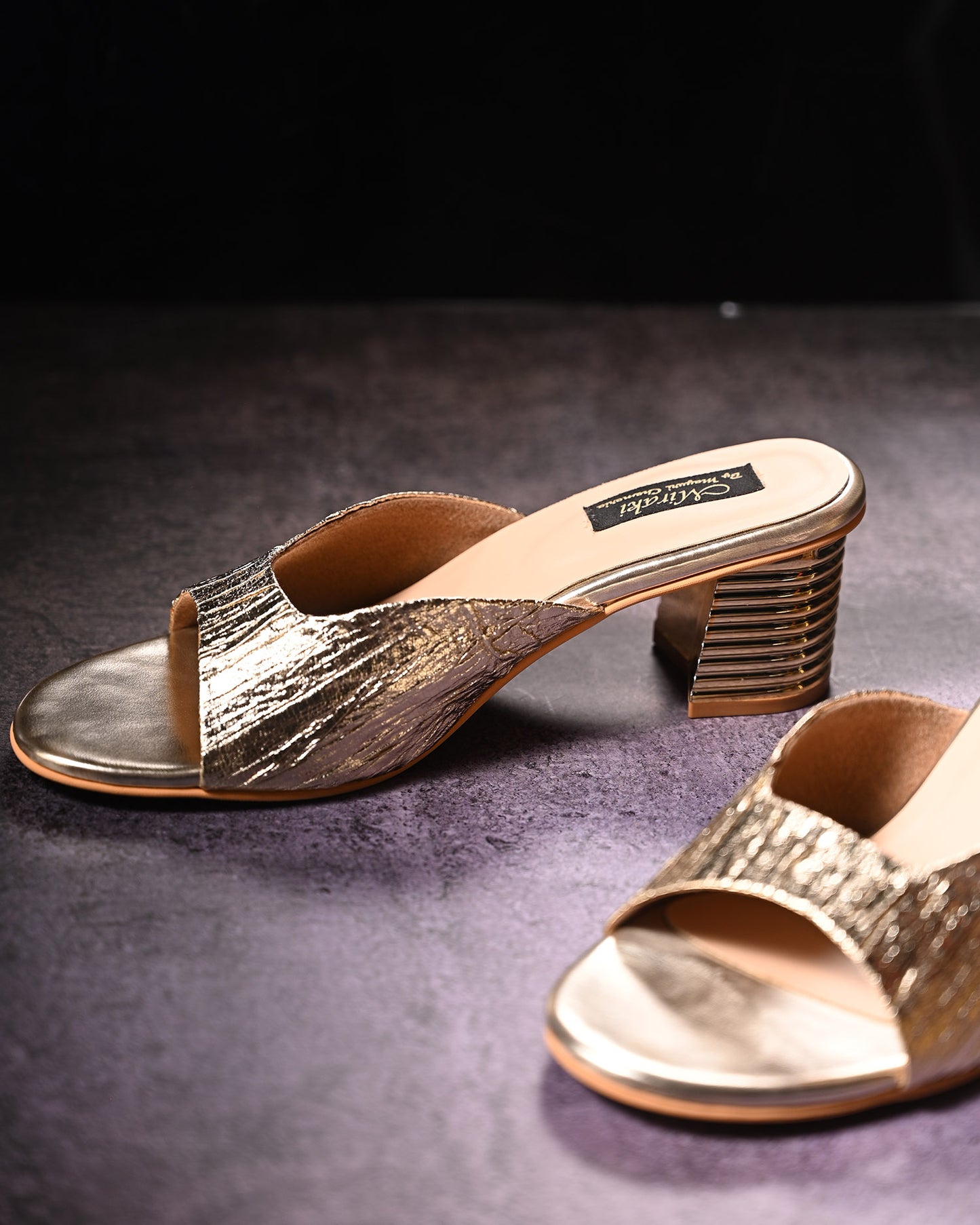 Textured Gold Slip-On Heel