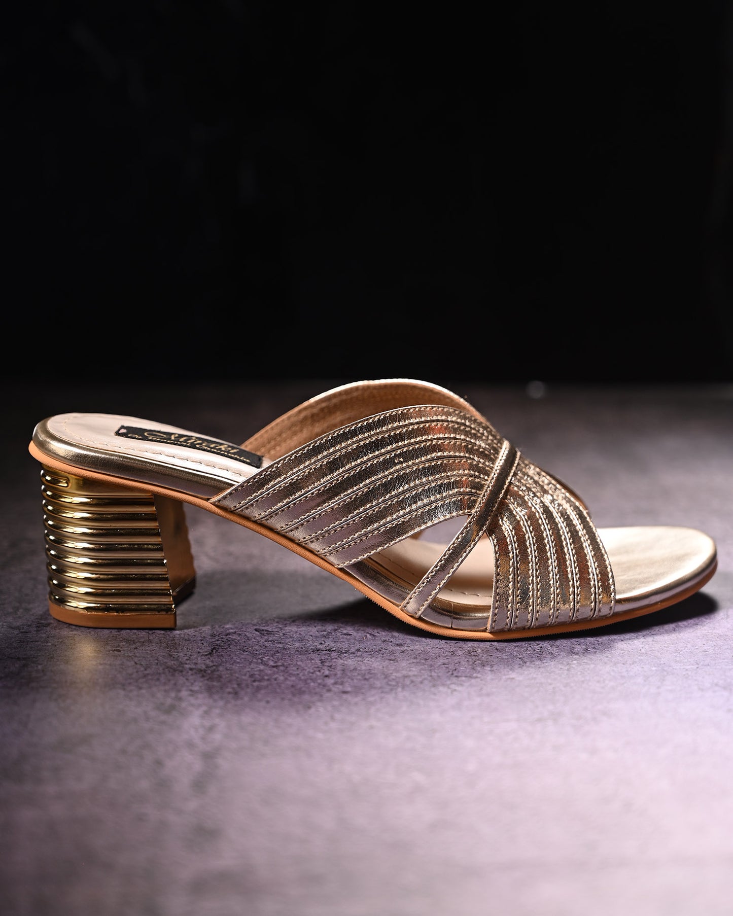 Light Gold Strappy Slip-On Heel