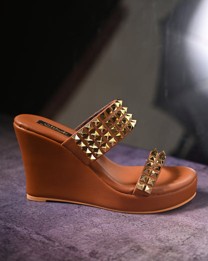 Tan Studded Wedges