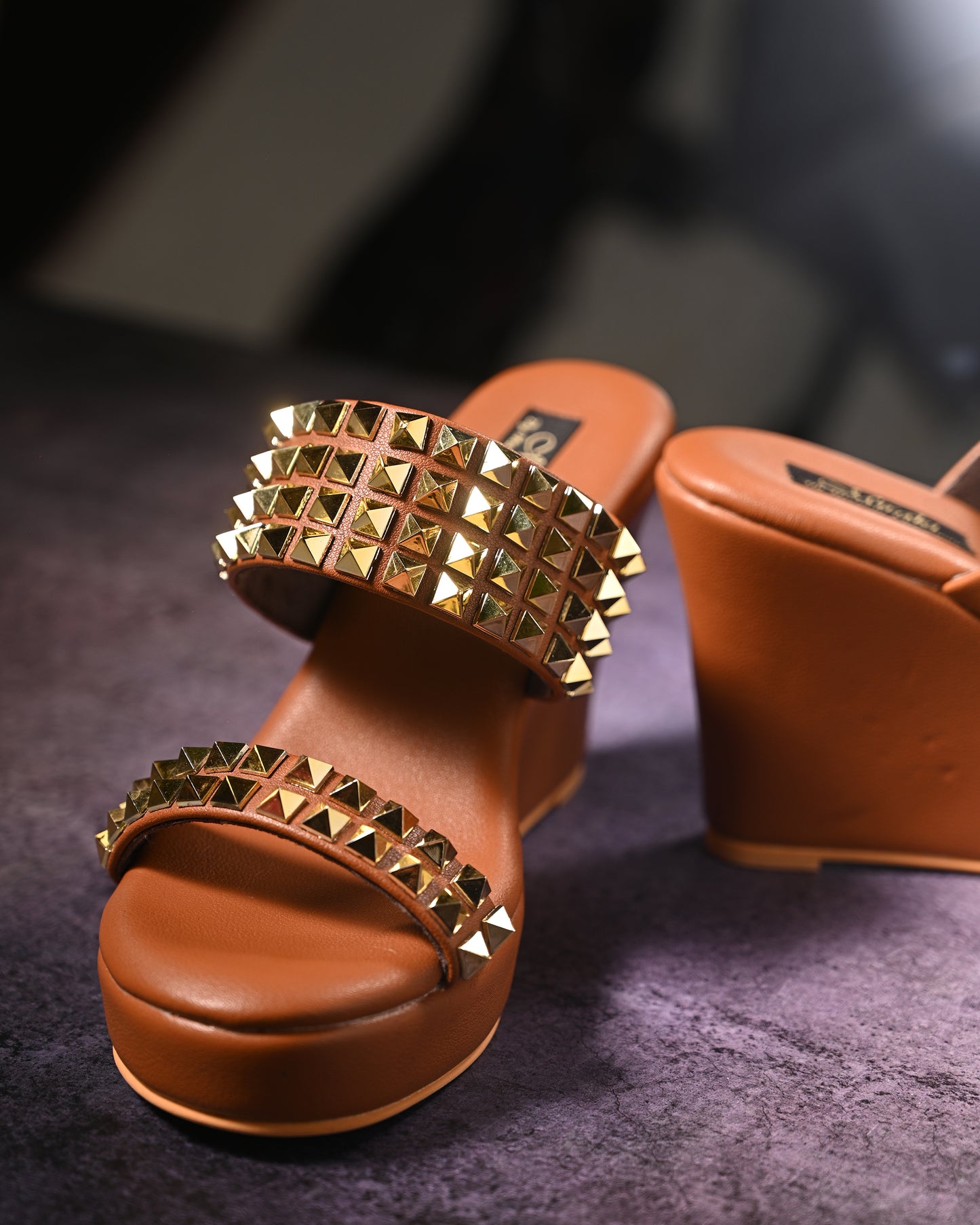 Tan Studded Wedges